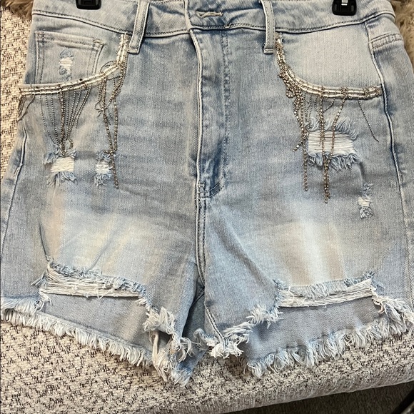 Risen Jeans Pants - Bling Risen XL Light Distressed Jean Shorts